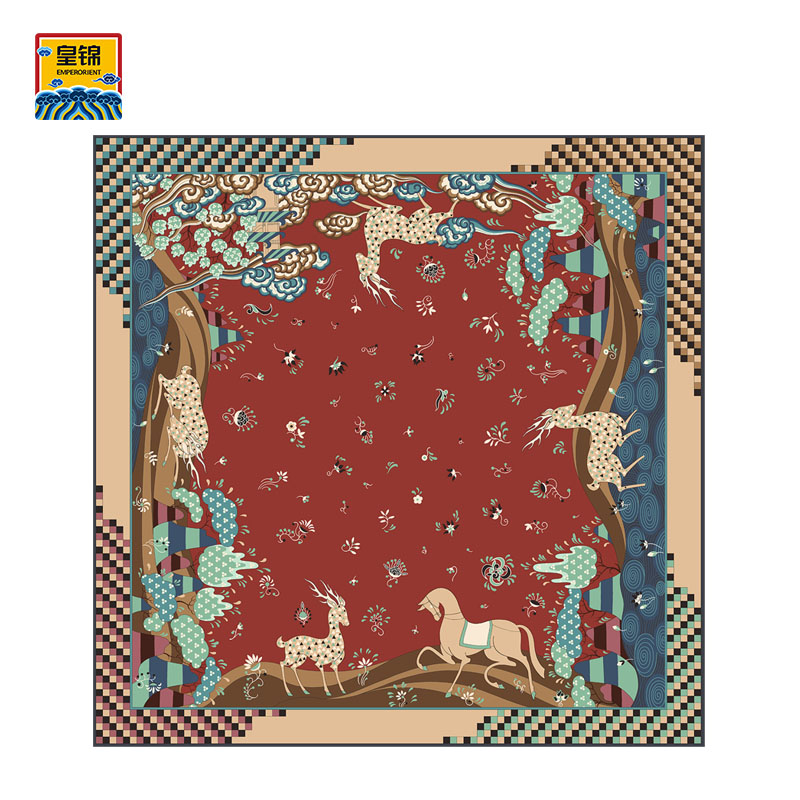 【皇锦】九色鹿丝巾印花方巾