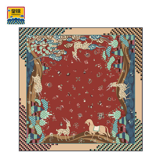 【皇锦】九色鹿丝巾印花方巾 商品图0