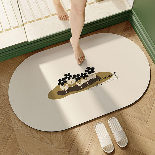 小清新ins唯美艺术风硅藻泥浴室卫生间吸水地垫洗手间厕所门口防滑脚垫子 商品图2