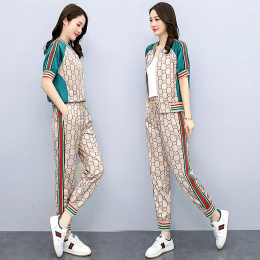 休闲运动套装女夏季时尚洋气显瘦卫衣直筒裤两件套 HR-WA2229 商品图3