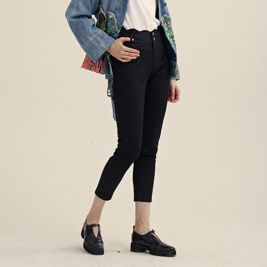 谜底牛仔裤女2022夏季复古高腰天丝棉小脚裤225MK6002 商品图0