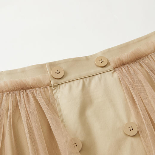 谜底2022夏季新款高腰显瘦双排扣A字仙女百褶网纱半身裙222MB0595 商品图3