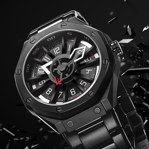 【新品】依波(EBOHR)手表飞驰系列潮酷夜光防水实心钢带手表男士自动机械表5157 商品图2