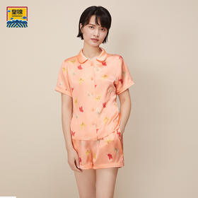 【皇锦】小圆领短袖国际款分身套装真丝睡衣