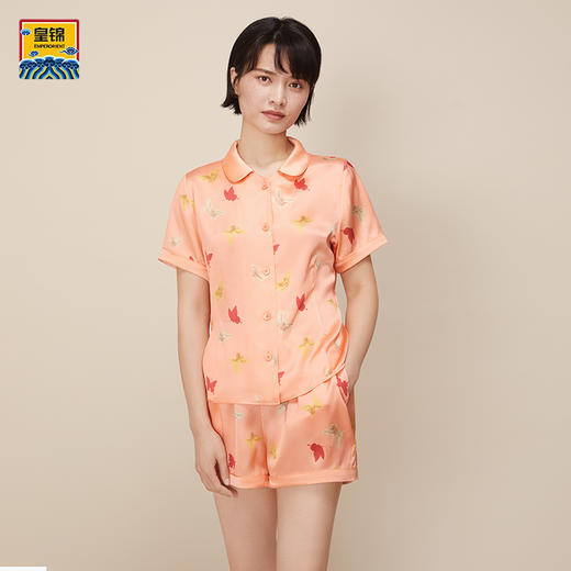 【皇锦】小圆领短袖国际款分身套装真丝睡衣 商品图0