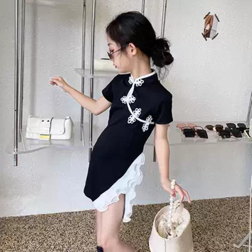黛唯梵 女童连衣裙2022新款国风来袭儿童改良版旗袍裙夏季拼接时髦裙子潮国庆出游 商品图0