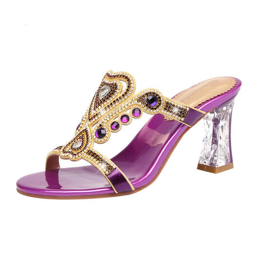 水晶高跟凉拖新款性感罗时尚水钻拖鞋  LX202054545 商品图8