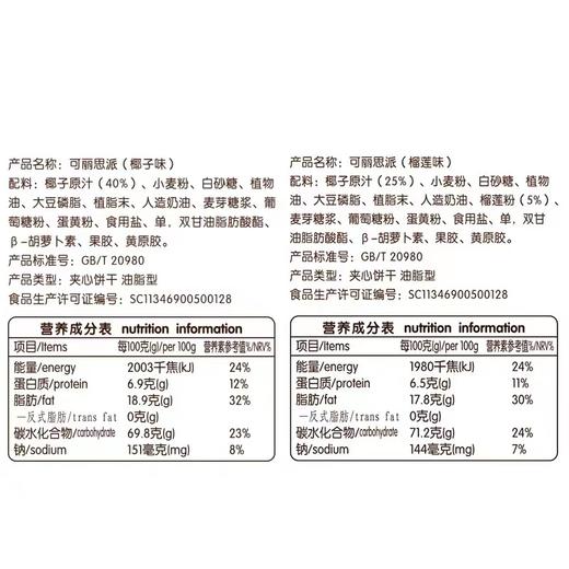 可丽思派100g/盒 椰子味榴莲味  零食小吃饼干【129元任选8件】 商品图2