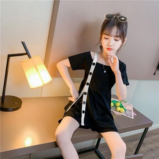 黛唯梵 女童套装夏装2022年夏季新款洋气时髦吊带连衣裙儿童短袖两件套潮国庆出游 商品图1