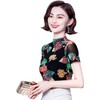夏季半高领t恤女士别致短袖印花色时尚网纱打底衫MZ801422 商品缩略图4