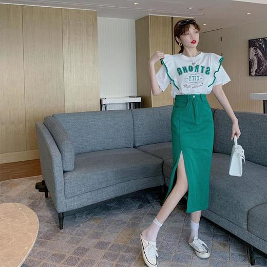 黛唯梵网红炸街俏皮活泼辣妹重工御姐风名媛绿色半身裙两件套装女夏国庆出游 商品图2