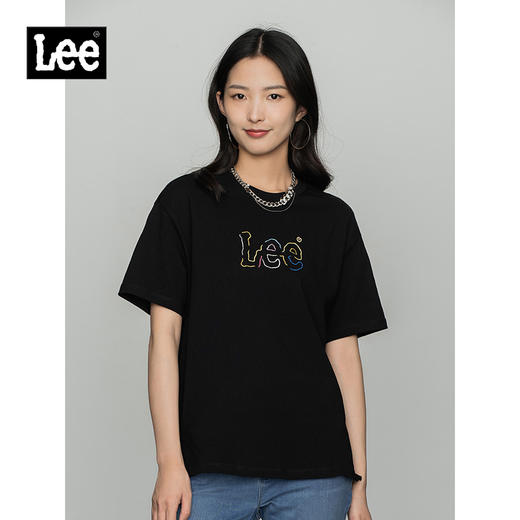 Lee商场同款22春夏新品舒适男友版多色女印花短袖T恤LWT0024613RT 商品图0