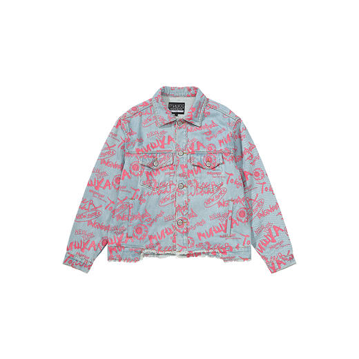 Mishka大眼球潮牌2022春夏新品 字母满印印花牛仔夹克外套男女M21100527M  商品图3