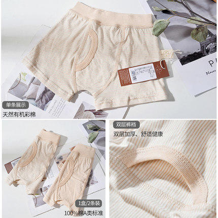 丨有机丨素道彩棉男女童内裤  男女童平角透气款内裤 女童舒适款三角裤 男童舒适款平角裤 商品图1