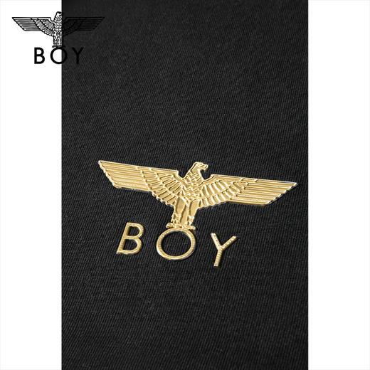 BOYLONDON短袖男女款22夏季新品哥特字母烫金印花黑色T恤B222N01047 商品图3