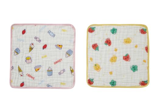 怡比方巾2条入黄绿/蓝黄/绿红/绿/黄花色调30*30cm 商品图1