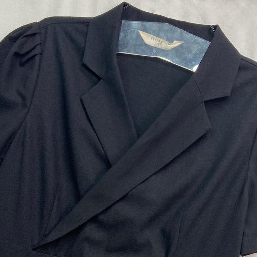 VIVIAN LIU R2224109春女装新款 西服领半袖素色通勤连衣裙 商品图2