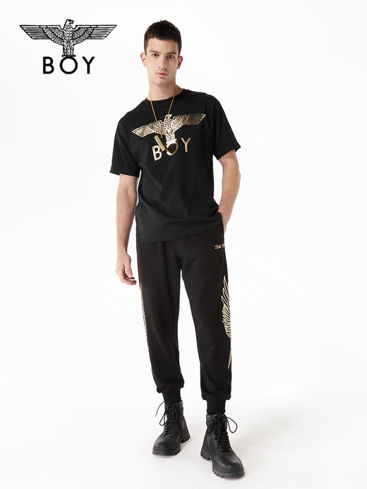 BOYLONDON短袖男女款22春季新品印花烫银炸街金绣线翅膀T恤B221N01039 商品图2