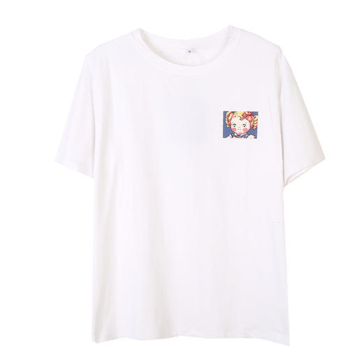 YNWE210211新款时尚气质休闲宽松圆领短袖双面印花T恤 商品图4