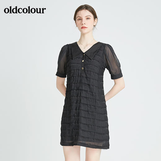 oldcolour秋季商场同款休闲气质短袖连衣裙N23101341 商品图0