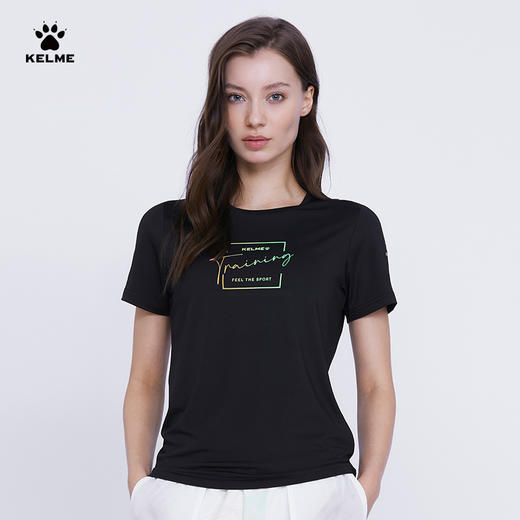 卡尔美短袖女夏季速干运动健身房训练上衣透气圆领半袖 商品图0