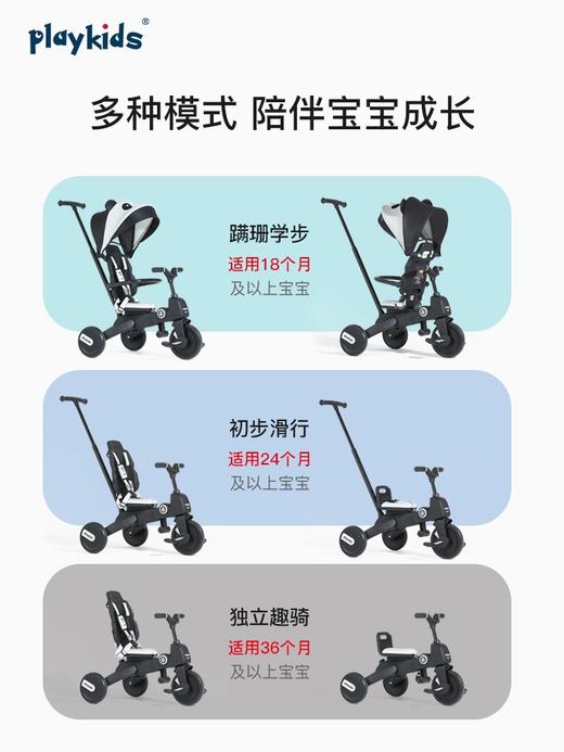 Playkids普洛可S03宝宝七合一三轮车可折叠遛娃多功能1-3岁脚踏车 商品图2