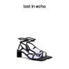 lost in echo 设计师原创品牌 圆扁细带方头中跟凉鞋 商品缩略图0