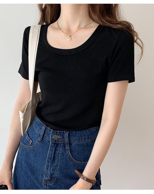 【天然健康螺纹面料  舒适透气】春夏有机T恤 德芙般丝滑质感 舒适透气 有机面料  一体针织  时尚百搭高弹力！ 商品图1