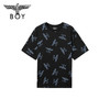 BOYLONDON短袖男女同款22夏季新品老鹰LOGO满印朋克风T恤B222N01051 商品缩略图1
