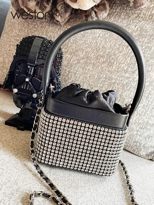 westory2022新款潮皮软链镶钻包包水钻包W32BA6143101W 商品图4