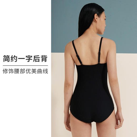 HSIA遐泳衣女连体牛肚肌理收腹遮肚显瘦高弹中小胸复古温泉泳装 商品图4