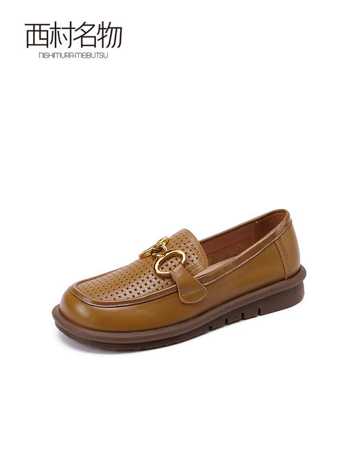 西村名物镂空小皮鞋女2022春季新款英伦风厚底马衔扣圆头透气单鞋T22AM10351 商品图2