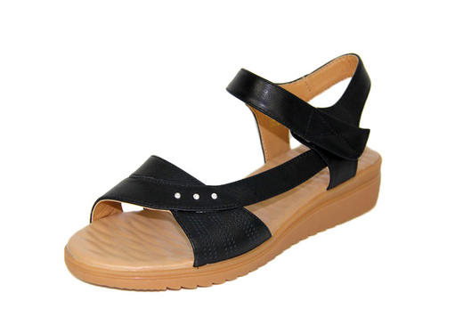 豪行女鞋夏新款21258032百搭坡跟一字带中跟皮凉鞋舒适软底妈妈鞋 专柜正品 商品图6