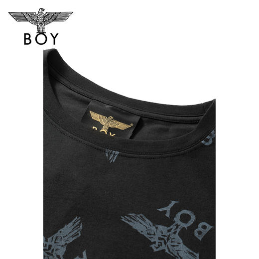 BOYLONDON短袖男女同款22夏季新品老鹰LOGO满印朋克风T恤B222N01051 商品图2