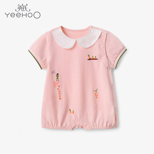英氏婴儿衣服连体衣女宝宝夏季短袖纯棉哈衣2022新款YRHBJ22328A 商品图0