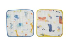 怡比方巾2条入黄绿/蓝黄/绿红/绿/黄花色调30*30cm