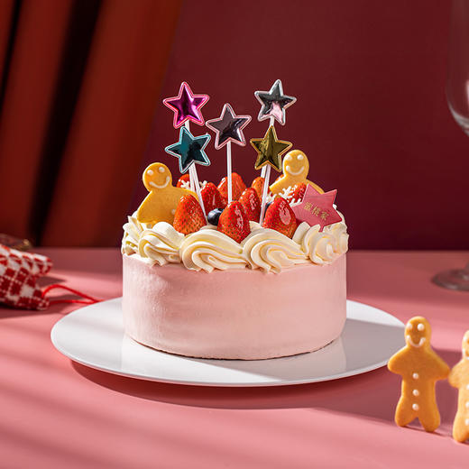 momoko蜜桃家草莓花火红丝绒生日蛋糕