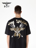 BOYLONDON情侣短袖22春夏新品上衣鹰翼烫金印花黑色休闲T恤B221N01024 商品缩略图1
