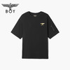 BOYLONDON短袖男女款22夏季新品哥特字母烫金印花黑色T恤B222N01047 商品缩略图0