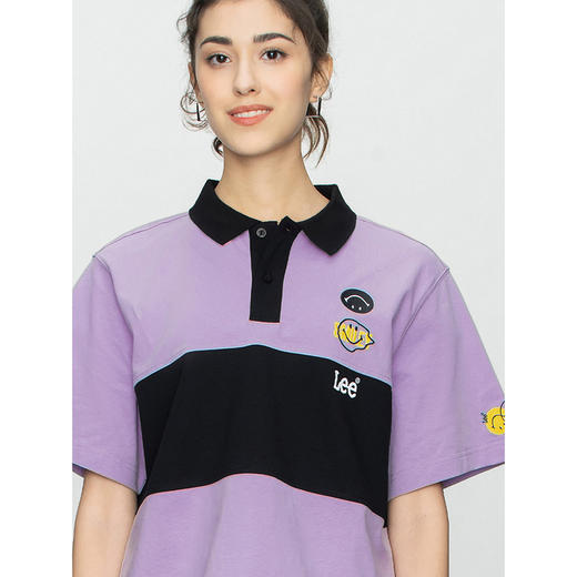 【Smiley®联名】Lee22春夏新品舒适紫粉女短袖翻领T恤LWT002471 商品图4