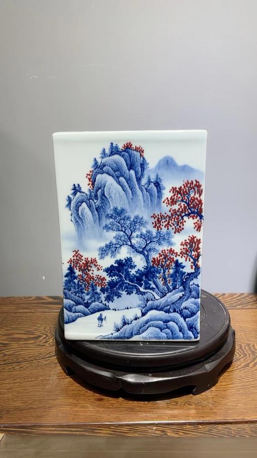 吴国华：青花釉里红山水四面镶器【江南春韵】 商品图0