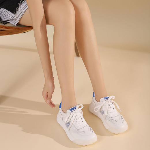 西村名物2022年春夏新款小白鞋百搭厚底休闲运动鞋女T22AM11121 商品图3