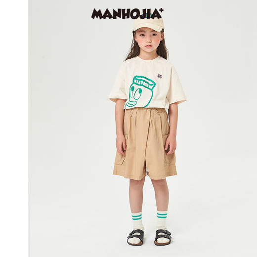 马拉丁潮牌漫画家童装女童裤子夏新品儿童工装感裙裤棉布中裤 商品图1