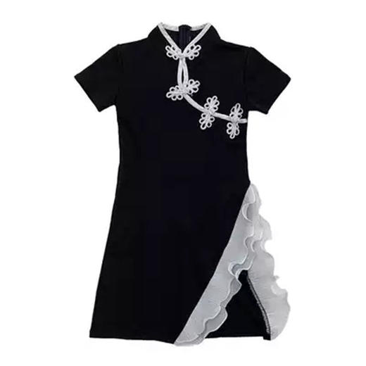 黛唯梵 女童连衣裙2022新款国风来袭儿童改良版旗袍裙夏季拼接时髦裙子潮国庆出游 商品图5