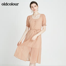 oldcolour秋季商场同款时尚短袖连衣裙N23101301