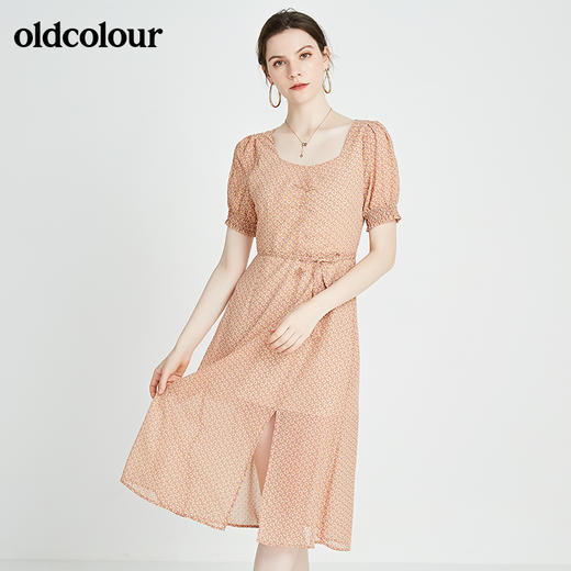oldcolour秋季商场同款时尚短袖连衣裙N23101301 商品图0