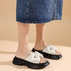 西村名物2022年夏季新款羊皮革厚底时尚外穿拖鞋趣味几何拖鞋X22BJ24411 商品缩略图1