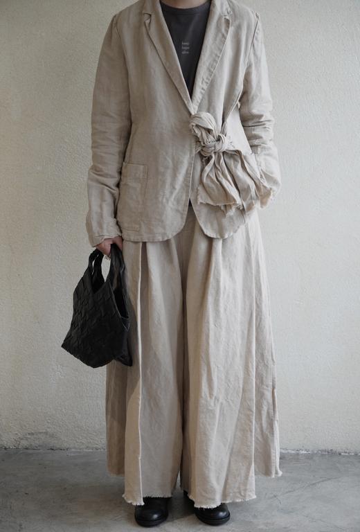 elsa esturgie 宽腿皱褶休闲长裤裙裤（毛边裤腿） 商品图3