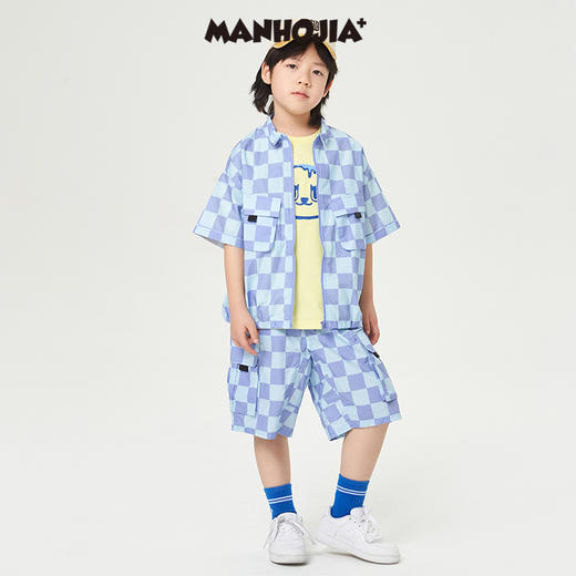 马拉丁潮牌漫画家童装男童衬衫夏新品儿童工装外套式短袖衬衫 商品图1