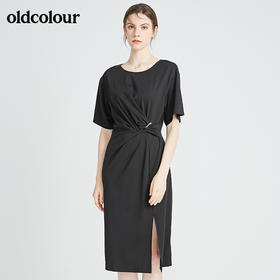 oldcolour秋季商场同款休闲气质短袖连衣裙N22101418